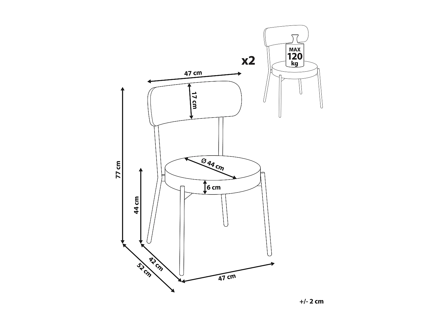 Lot de 2 chaises de salle à manger ALLISON Bouclé Vert foncé