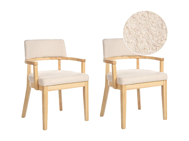 Set van 2 eetkamerstoelen DALBO Bouclé Lichte houtkleur