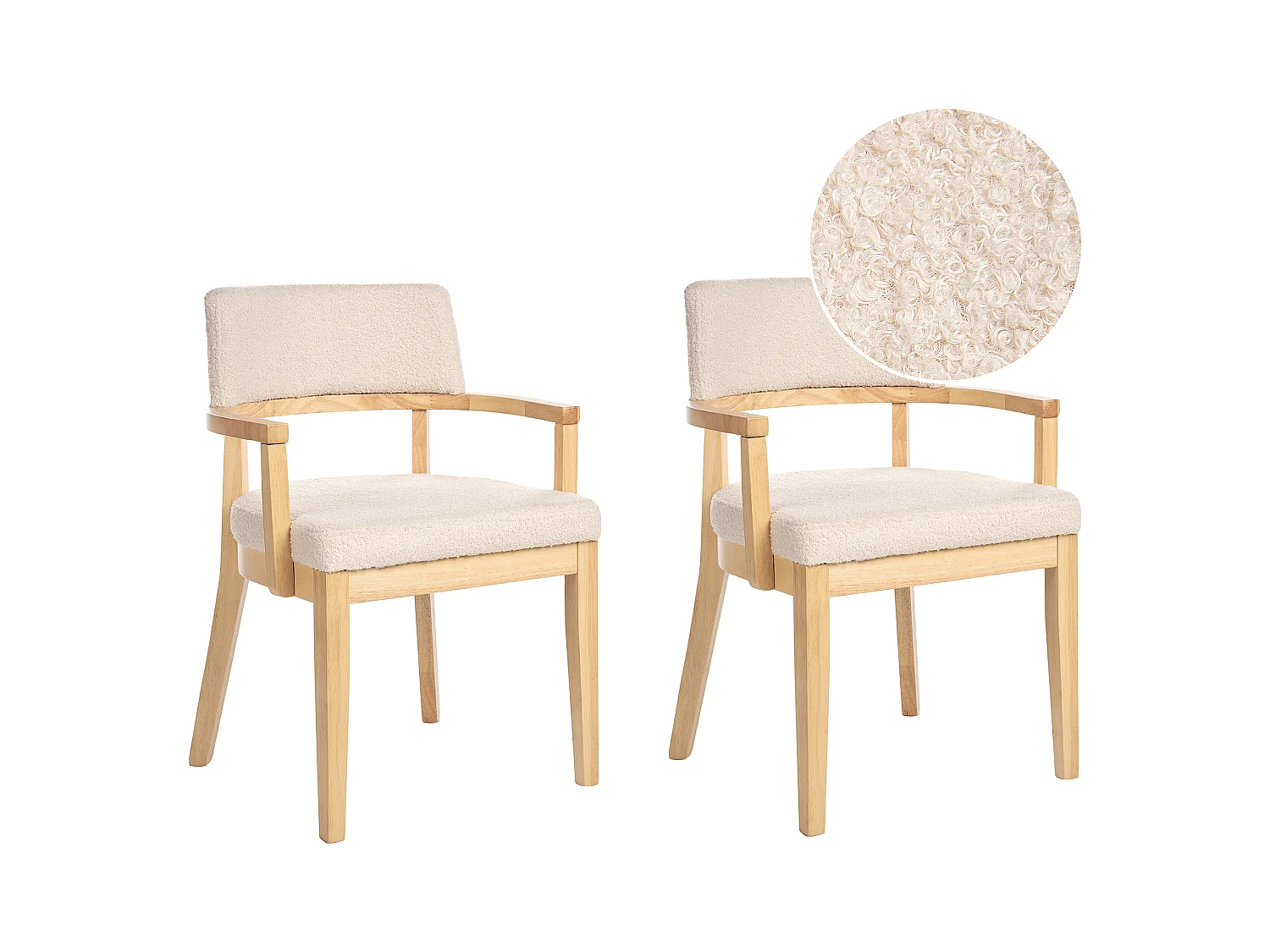 Lot de 2 chaises de salle à manger DALBO Bouclé Beige clair