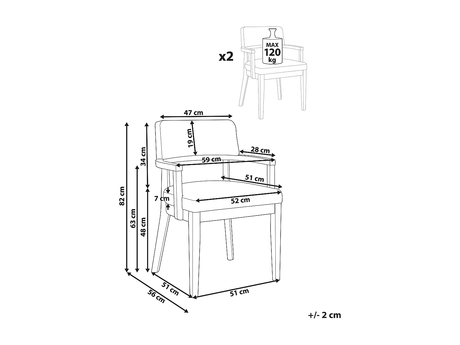 Esszimmerstuhl 2er Set DALBO Bouclé Hellbraun
