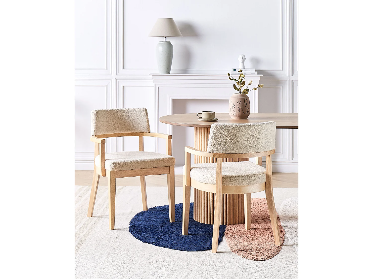 Lot de 2 chaises de salle à manger DALBO Bouclé Marron clair