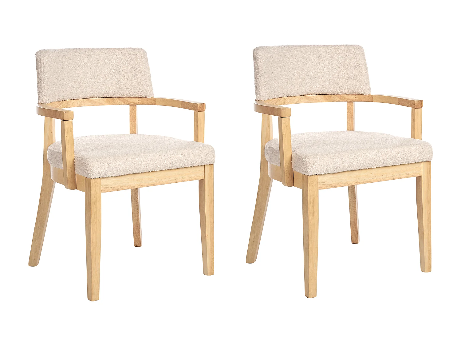 Lot de 2 chaises de salle à manger DALBO Bouclé Marron clair/beige