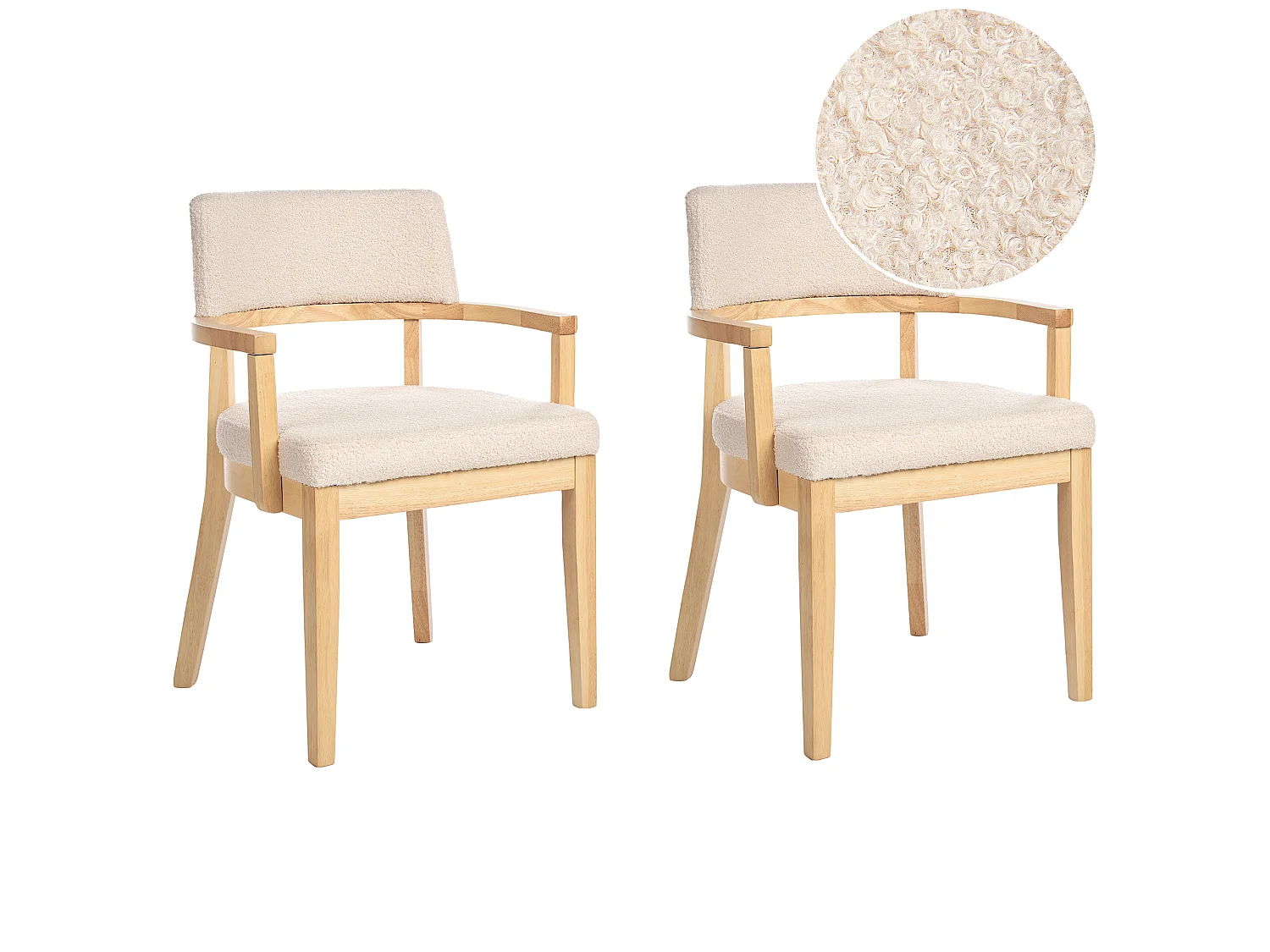 Lot de 2 chaises de salle à manger DALBO Bouclé Marron clair