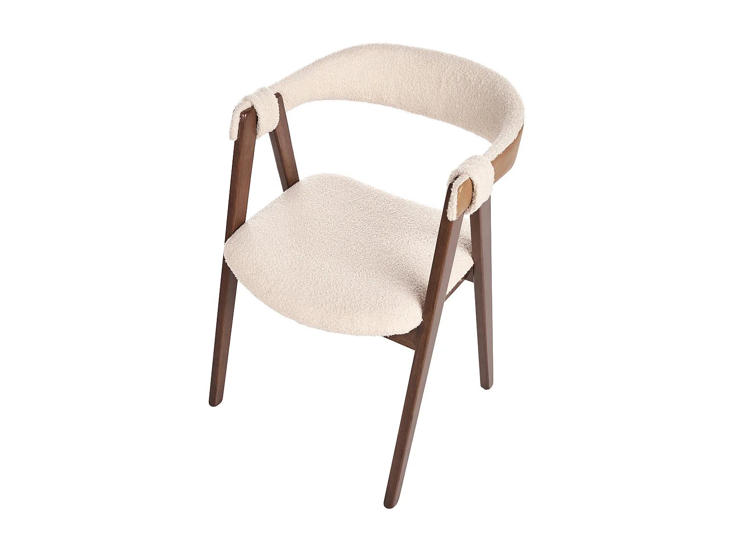 Set van 2 eetkamerstoelen DAY Bouclé Donkere houtkleur