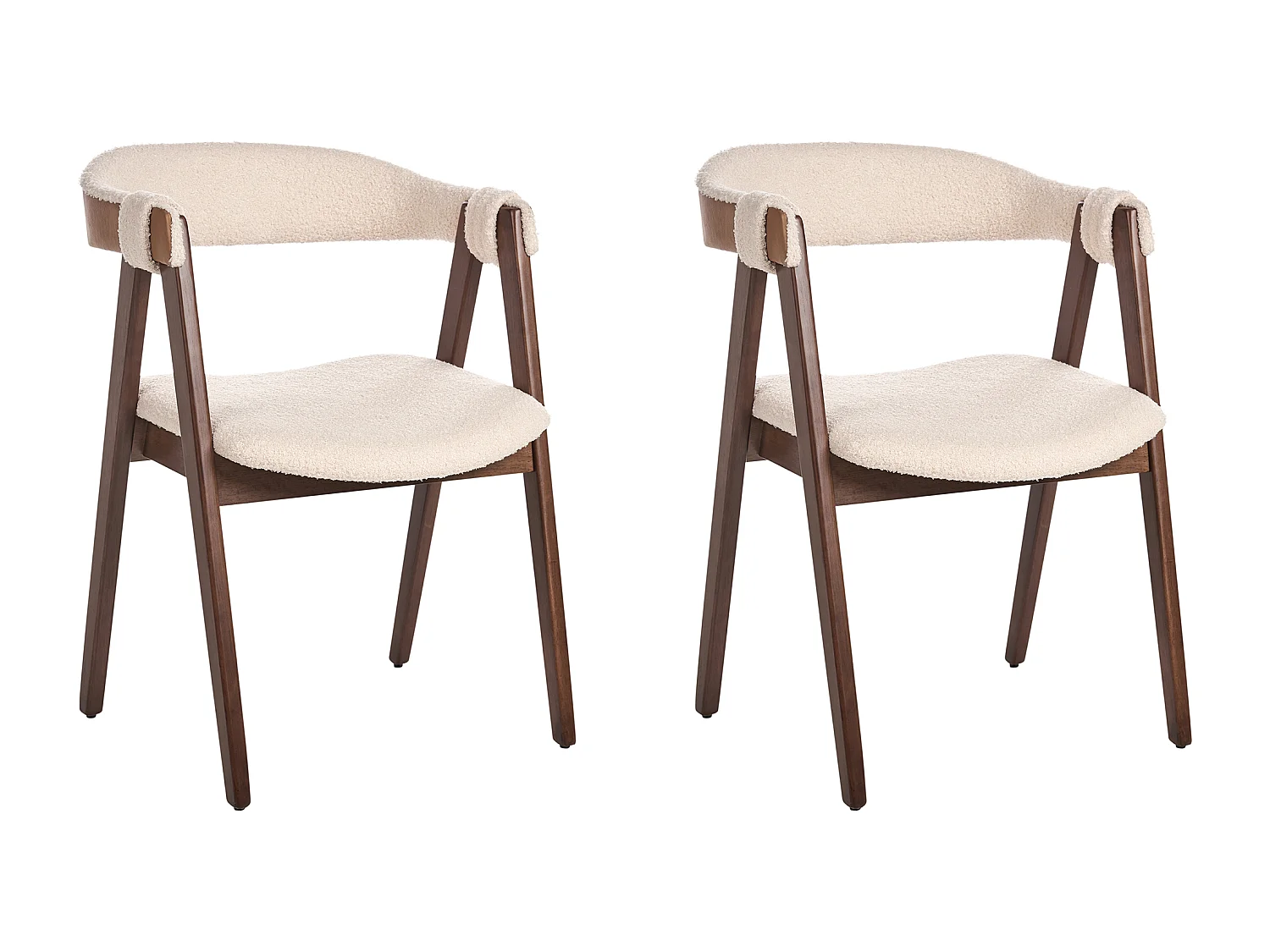 Lot de 2 chaises de salle à manger DAY Bouclé Marron foncé/beige