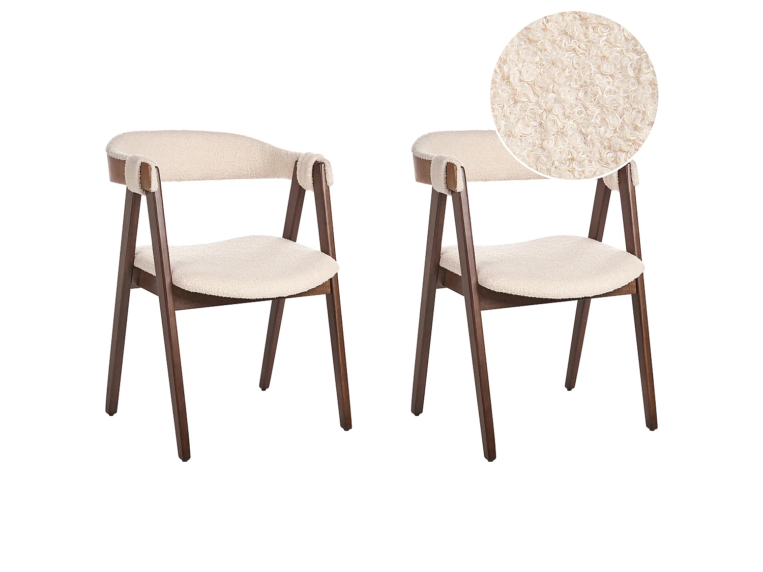 Lot de 2 chaises de salle à manger DAY Bouclé Marron foncé