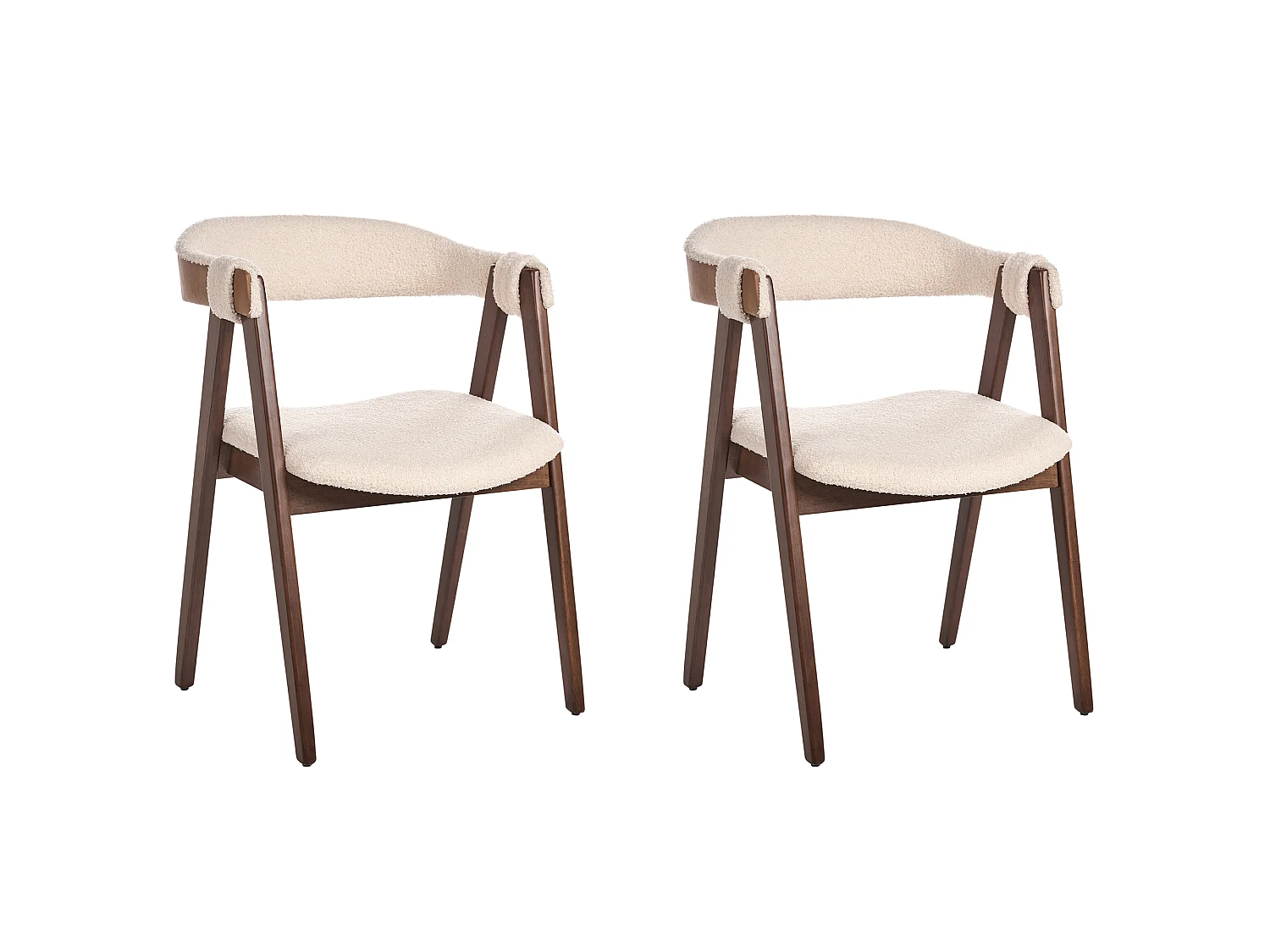 Lot de 2 chaises de salle à manger DAY Bouclé Marron foncé
