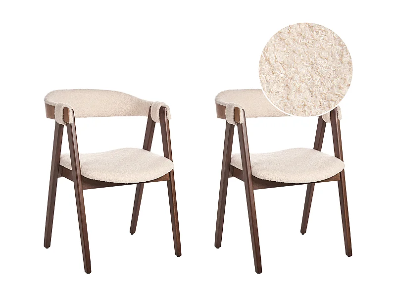 Set van 2 eetkamerstoelen DAY Bouclé Donkere houtkleur