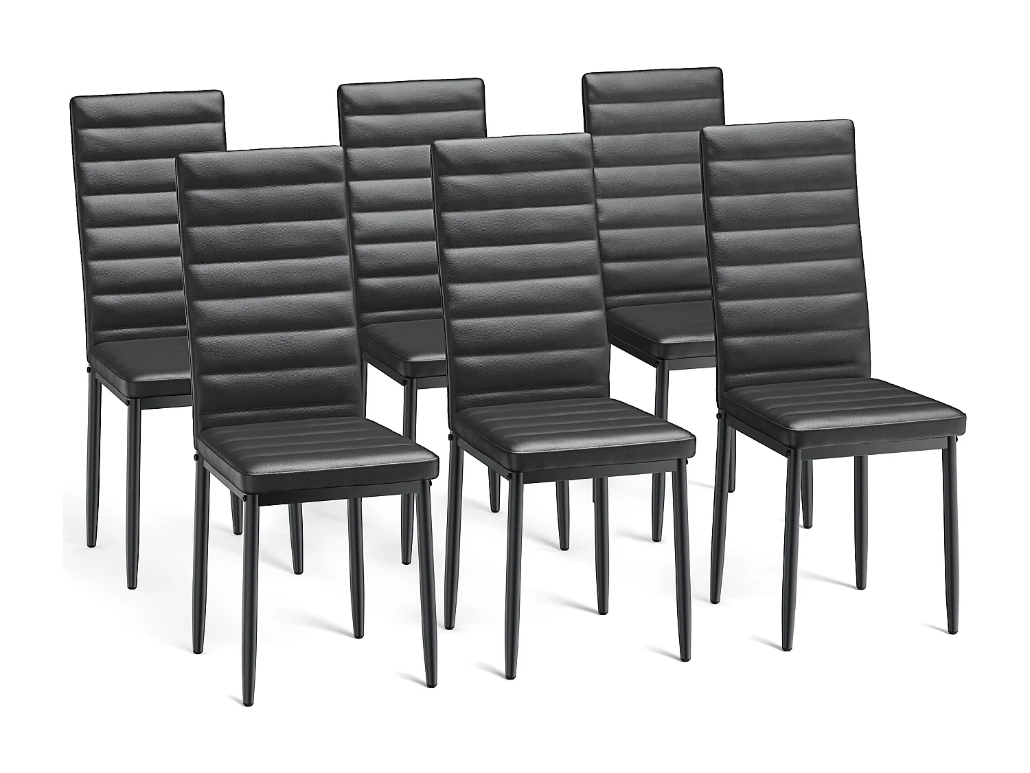Bealife 6 Chaises Salle à Manger Lot de 6 Chaises de Cuisine Siege Rembourre en Cuir PU Patte Metal Pied en Caoutchouc Noir