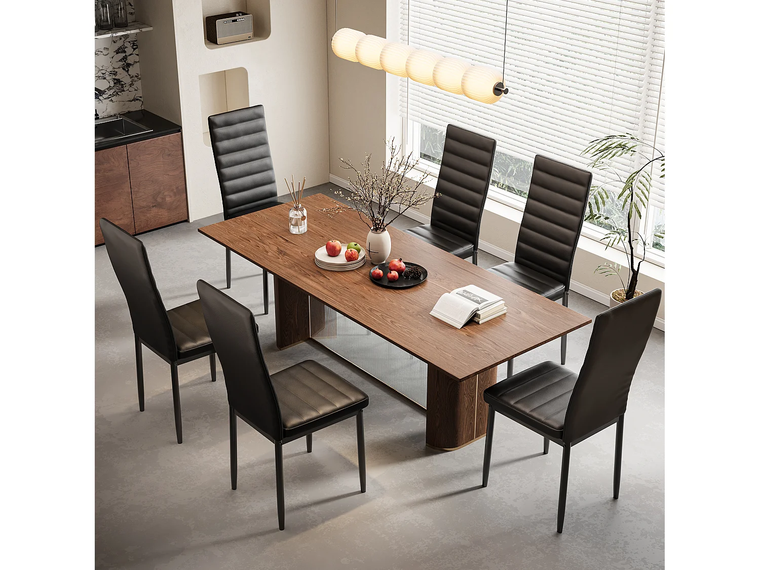 Bealife 6 Chaises Salle à Manger Lot de 6 Chaises de Cuisine Siege Rembourre en Cuir PU Patte Metal Pied en Caoutchouc Noir