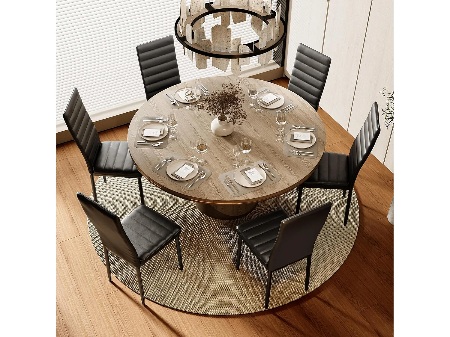 Bealife 6 Chaises Salle à Manger Lot de 6 Chaises de Cuisine Siege Rembourre en Cuir PU Patte Metal Pied en Caoutchouc Noir