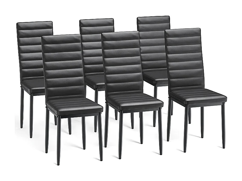 Bealife 6 Chaises Salle à Manger Lot de 6 Chaises de Cuisine Siege Rembourre en Cuir PU Patte Metal Pied en Caoutchouc Noir