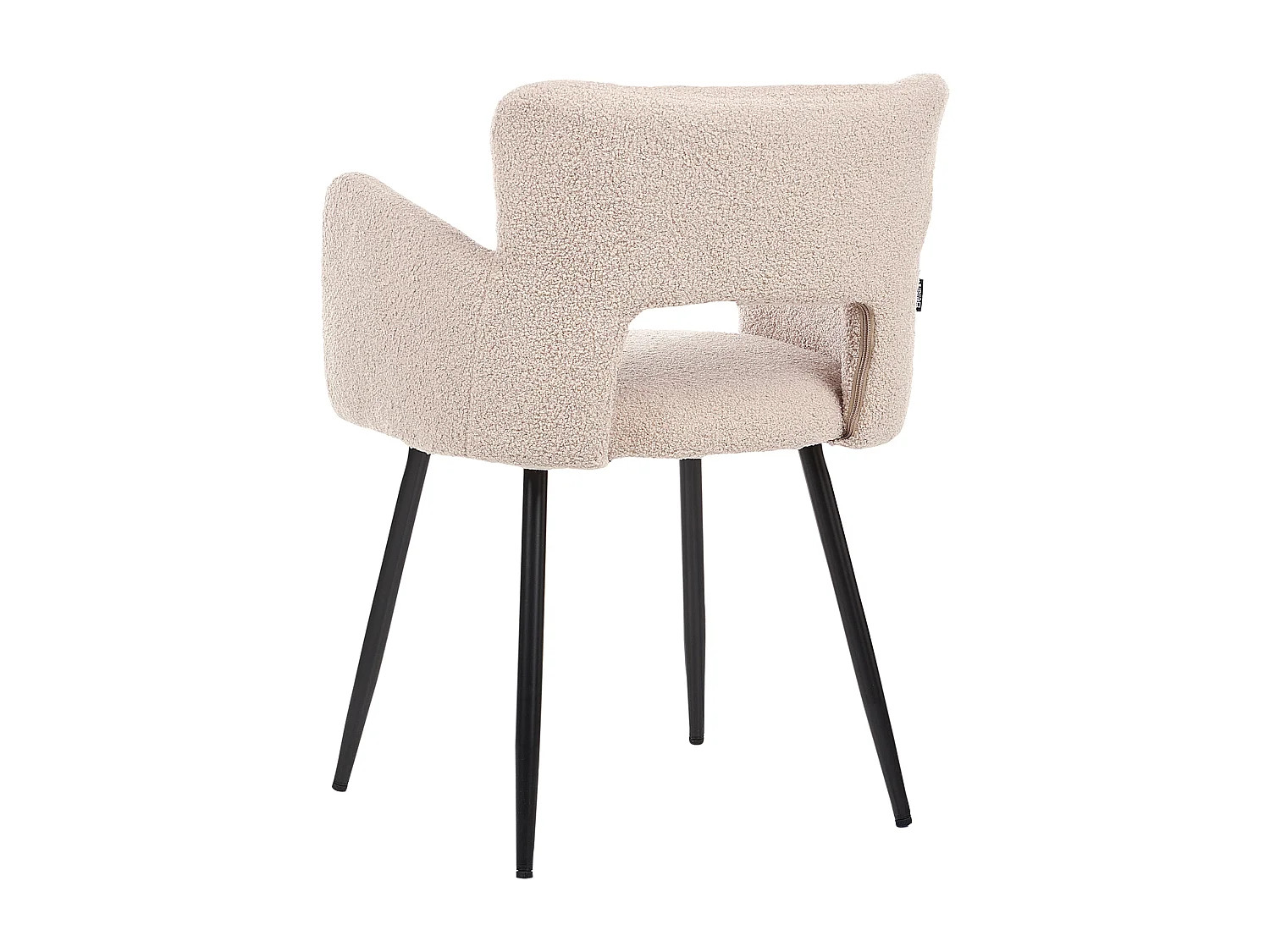 Polsterstuhl 2er Set Bouclé beige mit Armlehnen schwarze Metallbeine Sanilac