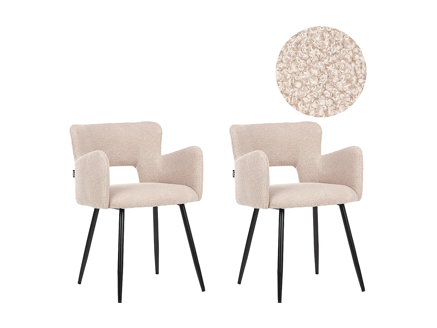 Lot de 2 chaises de salle à manger SANILAC Bouclé Beige