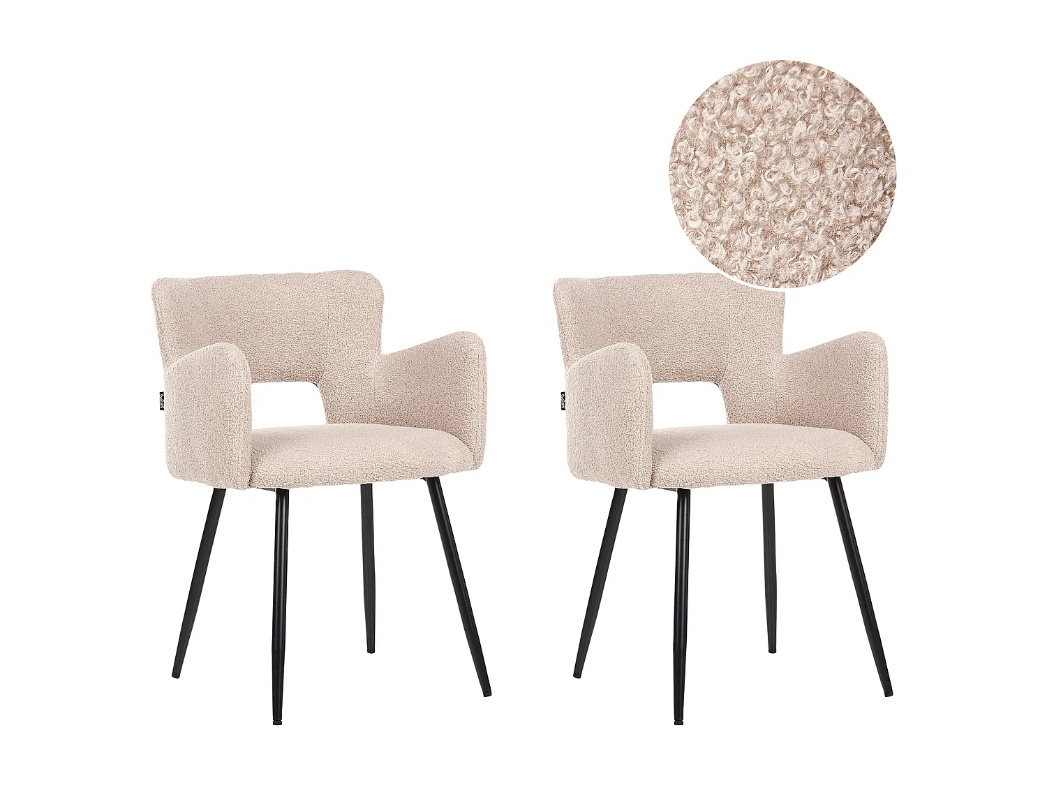 Lot de 2 chaises de salle à manger SANILAC Bouclé Beige
