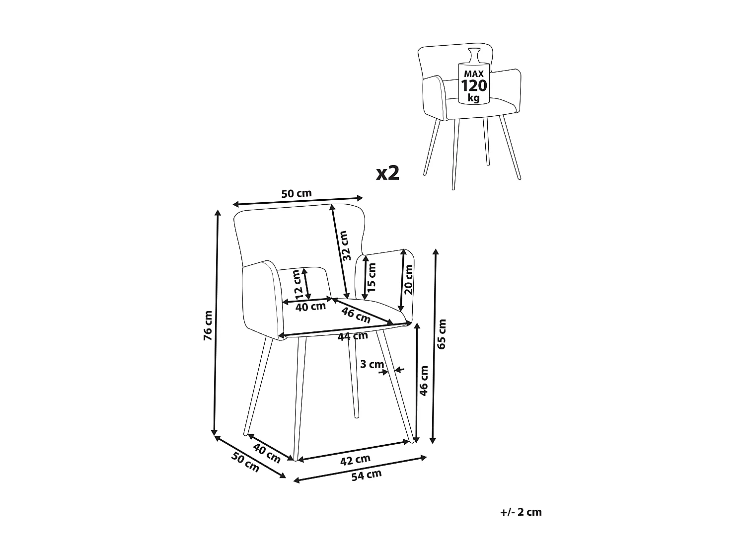 Lot de 2 chaises de salle à manger SANILAC Bouclé Beige