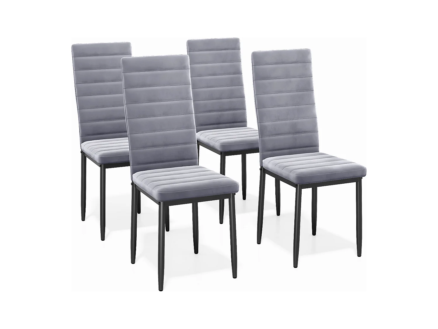 Bealife 4 Chaises Salle à Manger Lot de 4 Chaises de Cuisine Siege Rembourre en Tissu Velours Patte Metal Pied en Caoutchouc Gris Clair