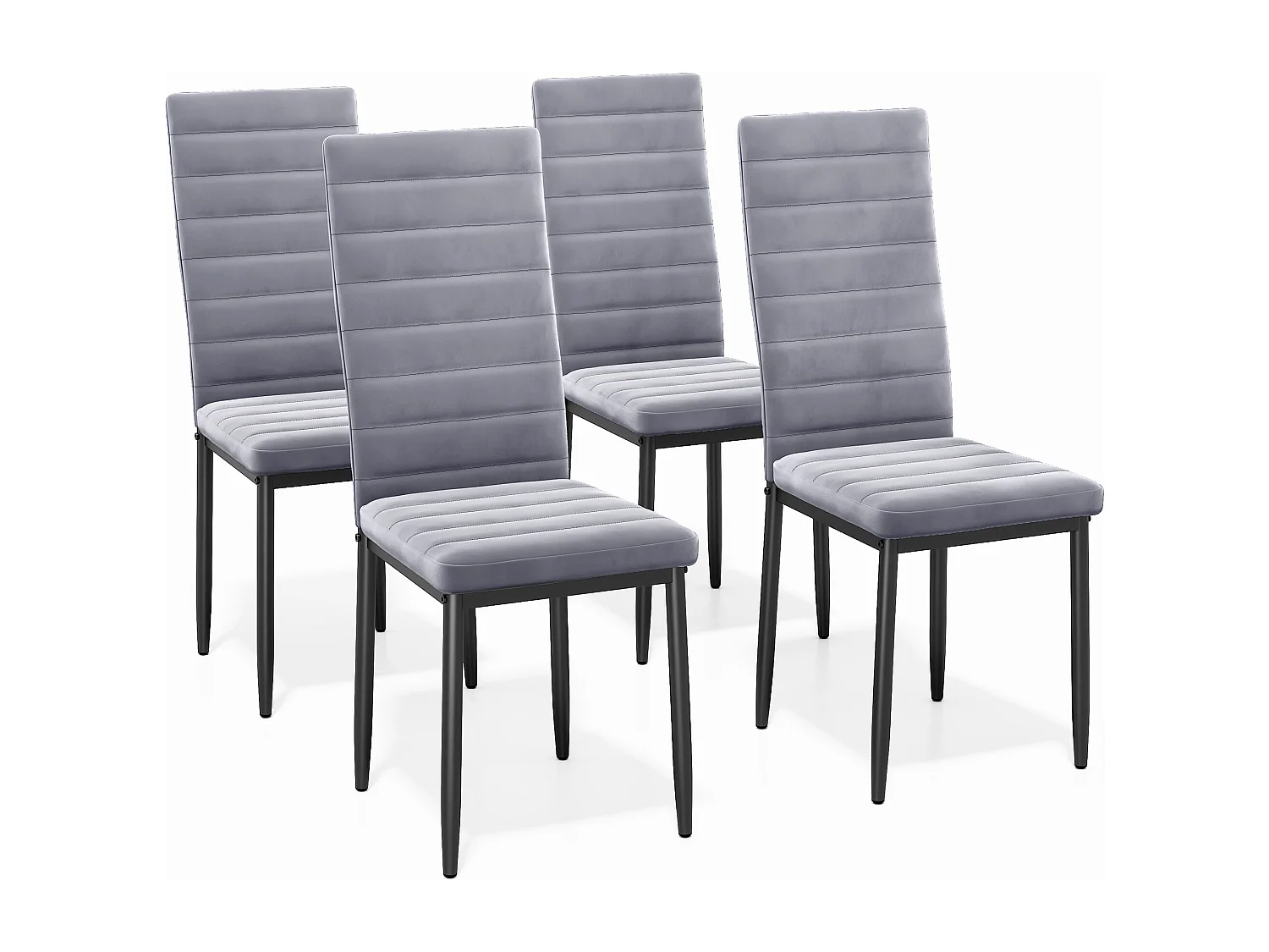Bealife 4 Chaises Salle à Manger Lot de 4 Chaises de Cuisine Siege Rembourre en Tissu Velours Patte Metal Pied en Caoutchouc Gris Clair