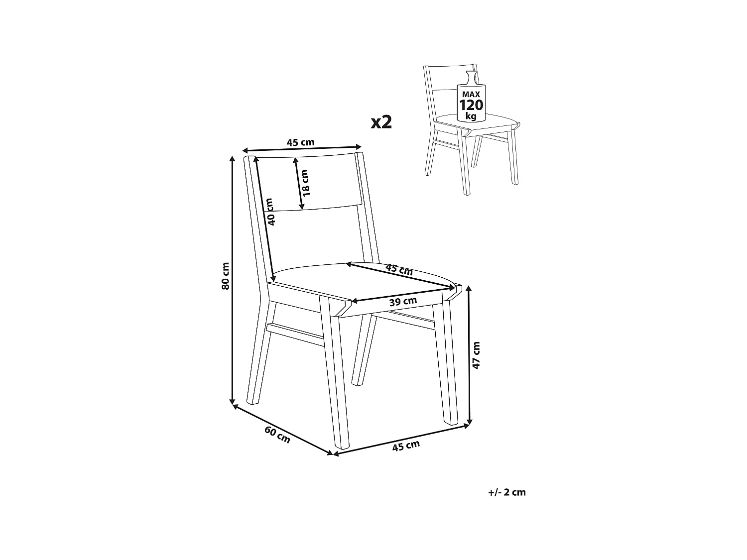 Zestaw 2 krzeseł do jadalni ENOLA Drewno Jasnobeżowy