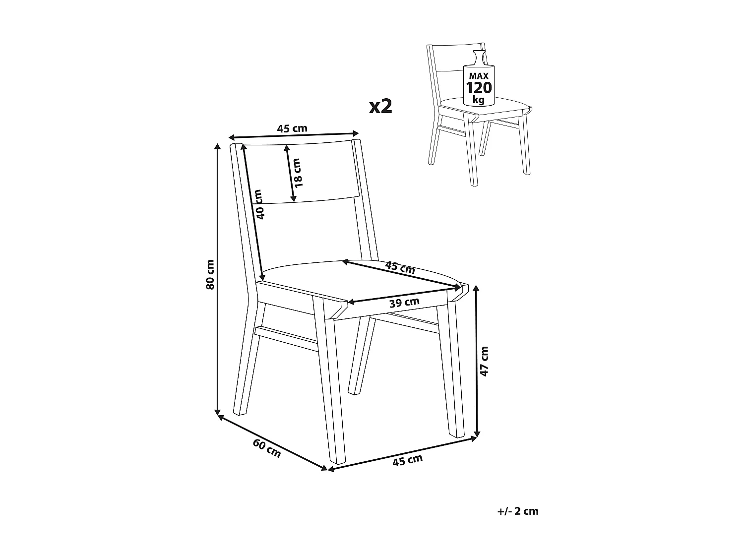 Set van 2 eetkamerstoelen ENOLA Hout Lichtbeige