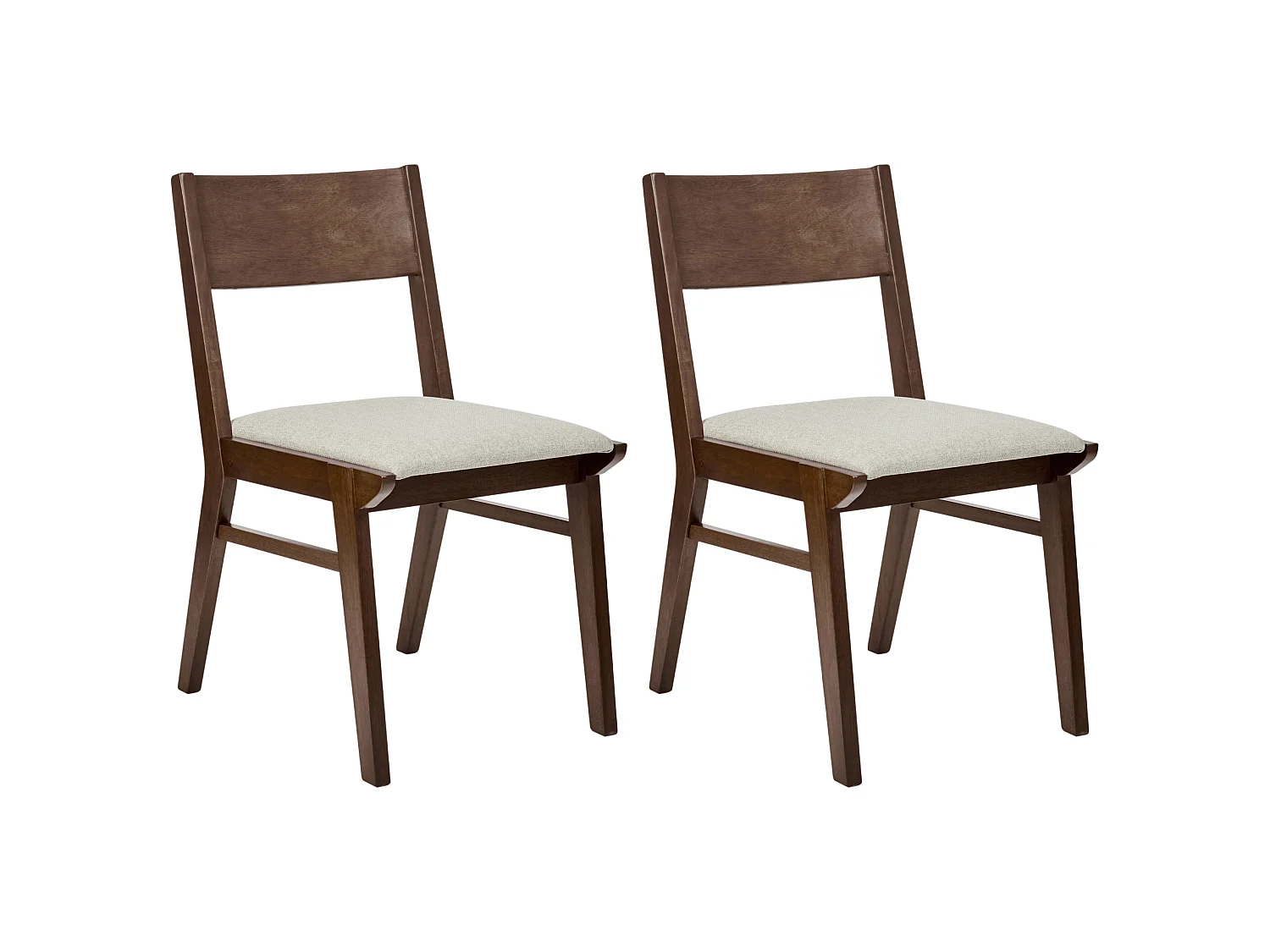 Set of 2 Dining Chairs ENOLA Wood Brown/ Light Beige