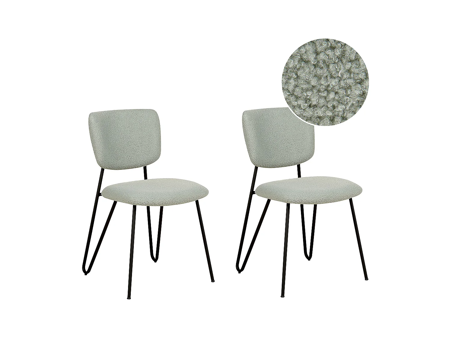 Lot de 2 chaises de salle à manger NELKO Bouclé Vert clair