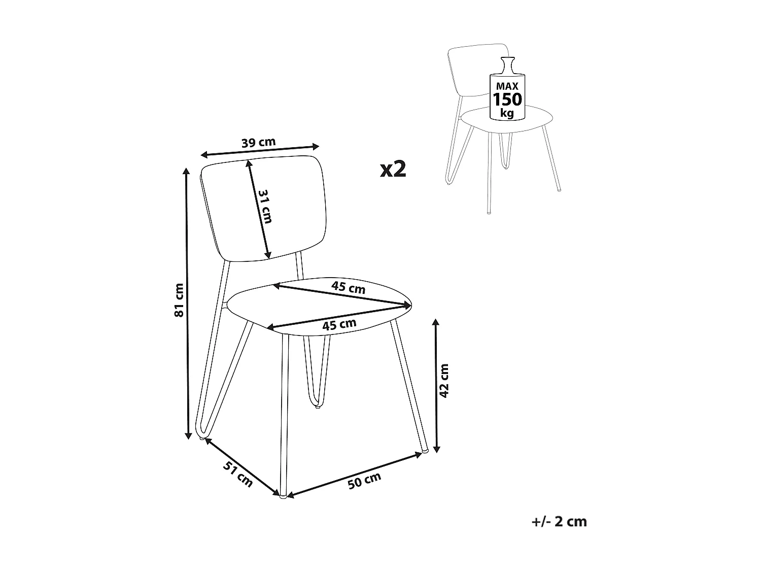 Lot de 2 chaises de salle à manger NELKO Bouclé Vert clair