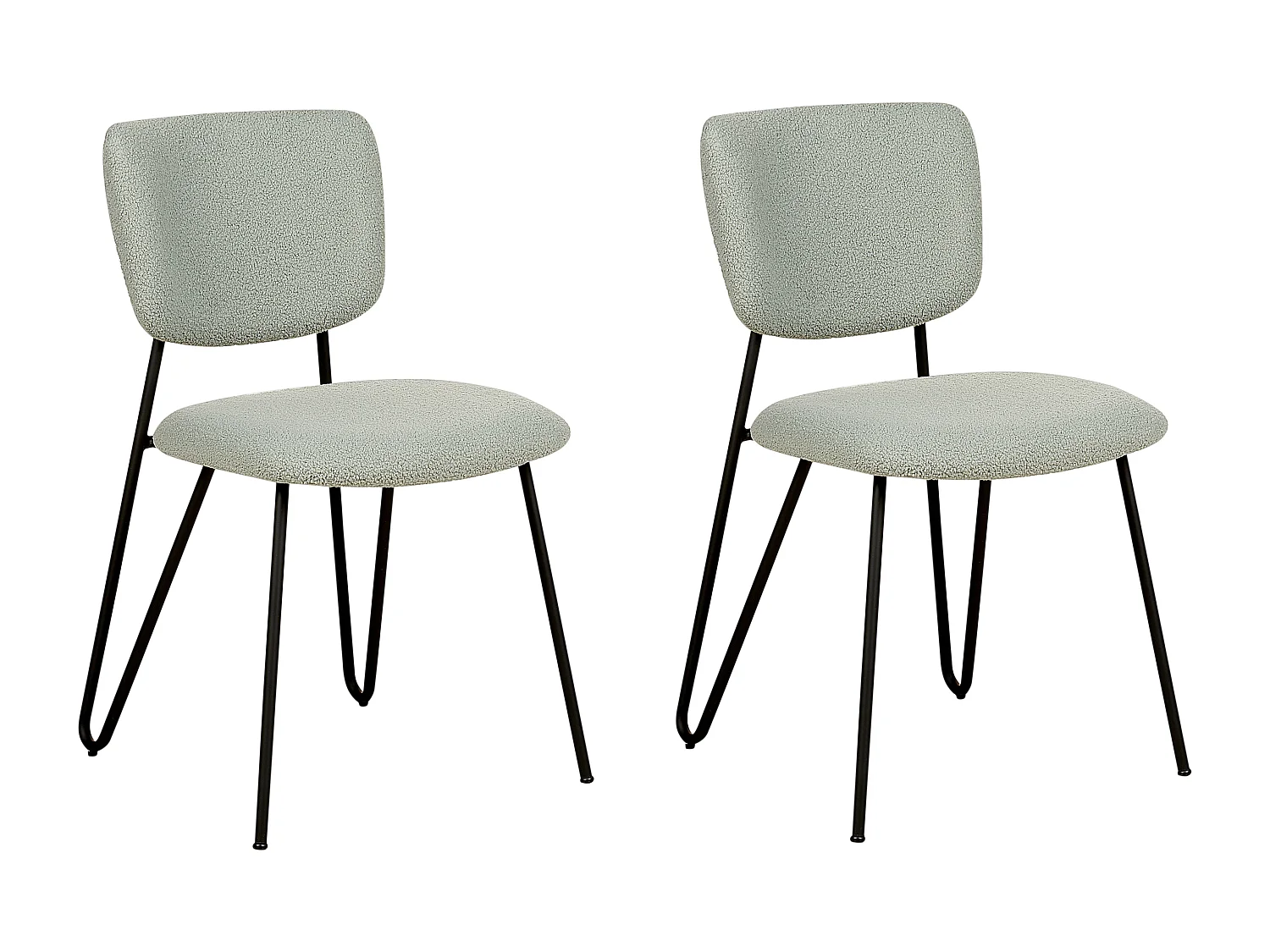 Lot de 2 chaises de salle à manger NELKO Bouclé Vert clair