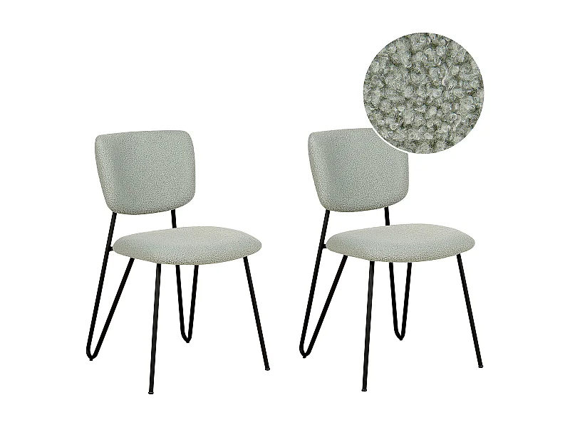 Lot de 2 chaises de salle à manger NELKO Bouclé Vert clair