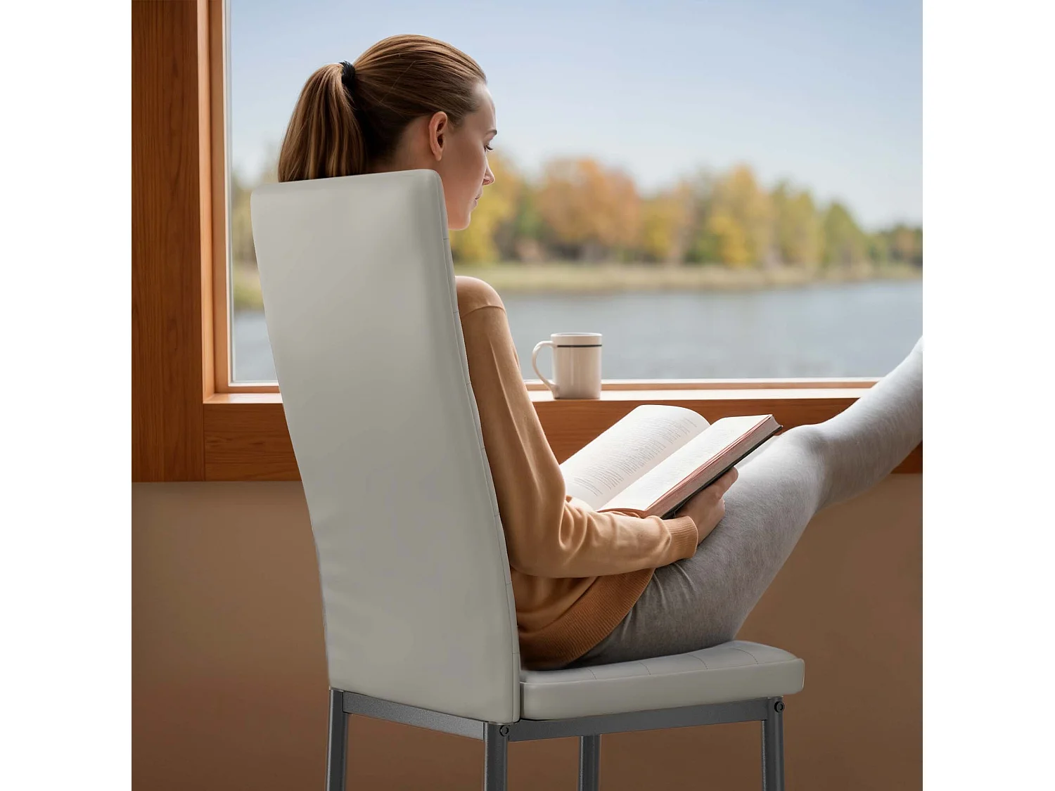 Bealife 6 Chaises Salle à Manger Lot de 6 Chaises de Cuisine Siege Rembourre en Cuir PU Patte Metal Pied en Caoutchouc Gris