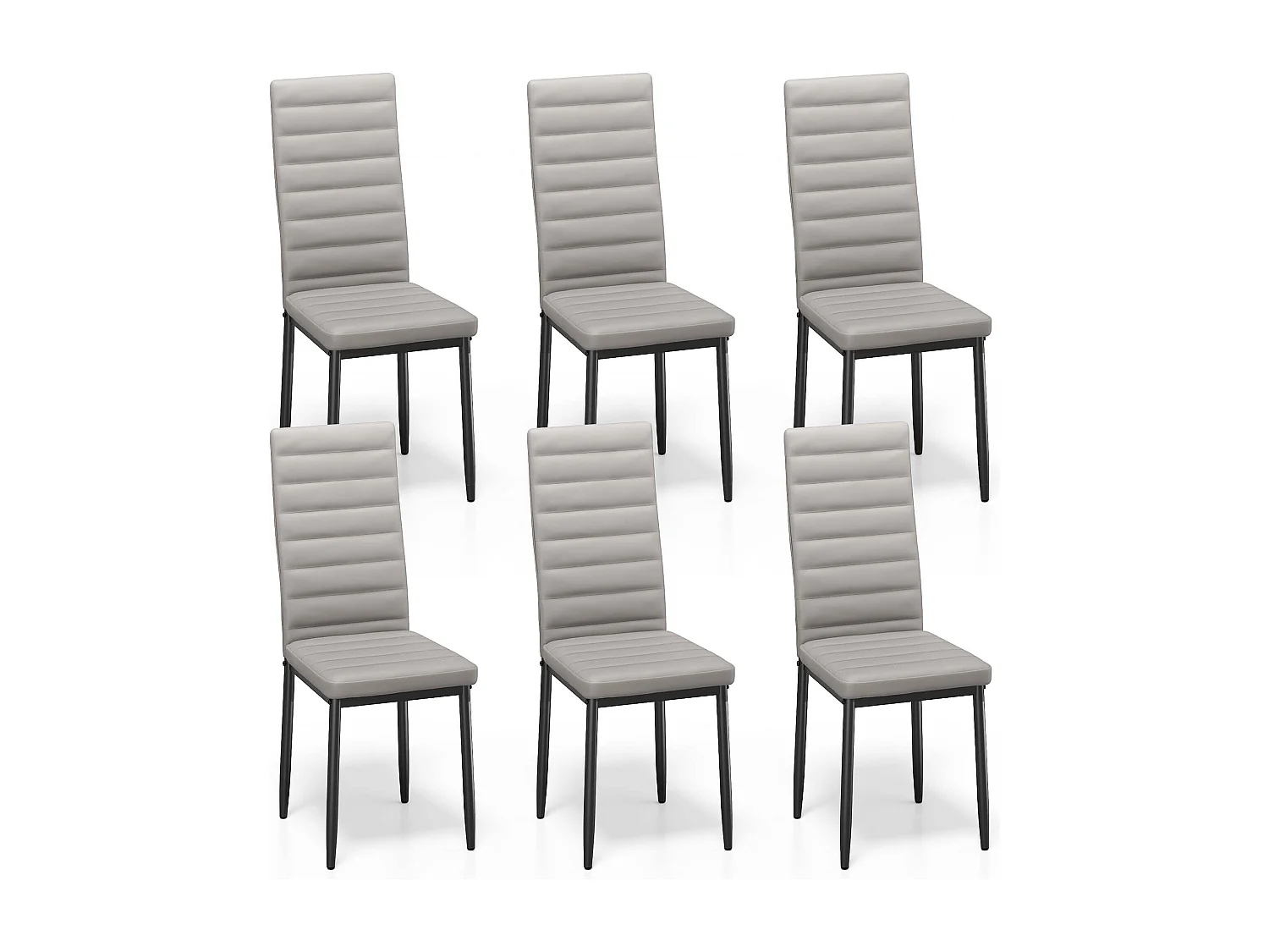 Bealife 6 Chaises Salle à Manger Lot de 6 Chaises de Cuisine Siege Rembourre en Cuir PU Patte Metal Pied en Caoutchouc Gris