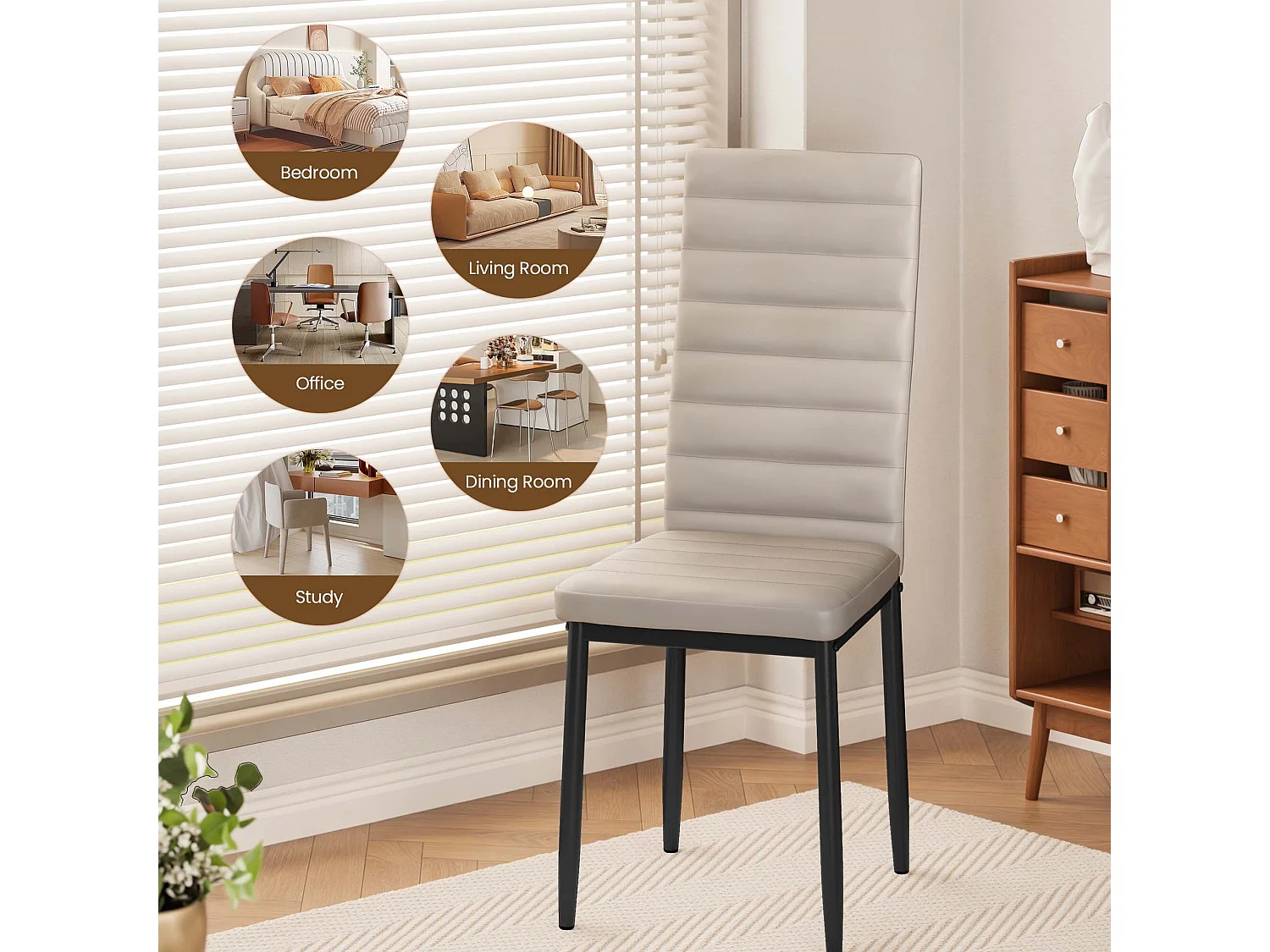 Bealife 6 Chaises Salle à Manger Lot de 6 Chaises de Cuisine Siege Rembourre en Cuir PU Patte Metal Pied en Caoutchouc Gris