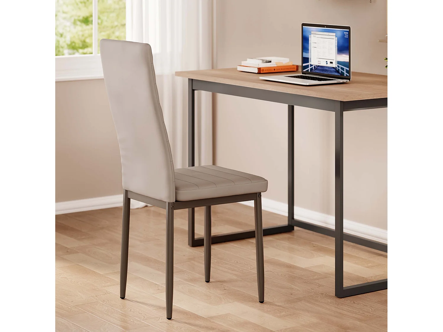 Bealife 6 Chaises Salle à Manger Lot de 6 Chaises de Cuisine Siege Rembourre en Cuir PU Patte Metal Pied en Caoutchouc Gris