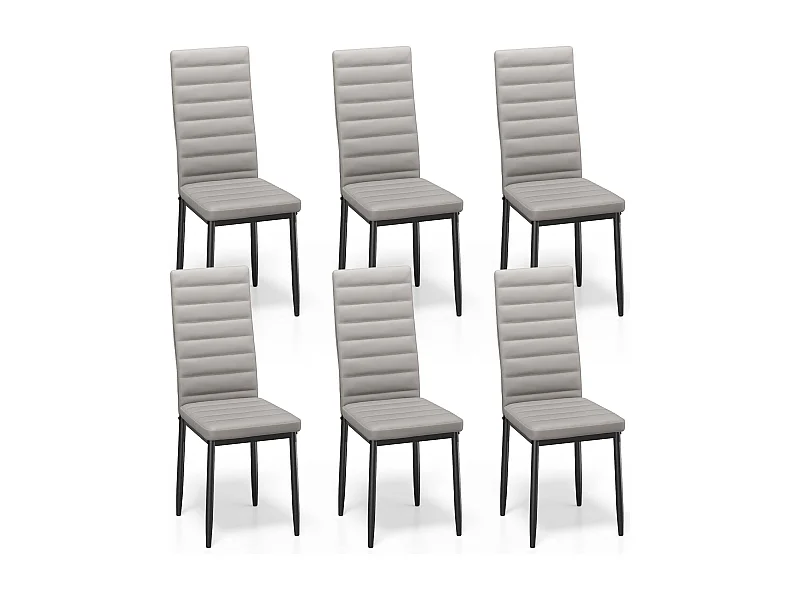 Bealife 6 Chaises Salle à Manger Lot de 6 Chaises de Cuisine Siege Rembourre en Cuir PU Patte Metal Pied en Caoutchouc Gris