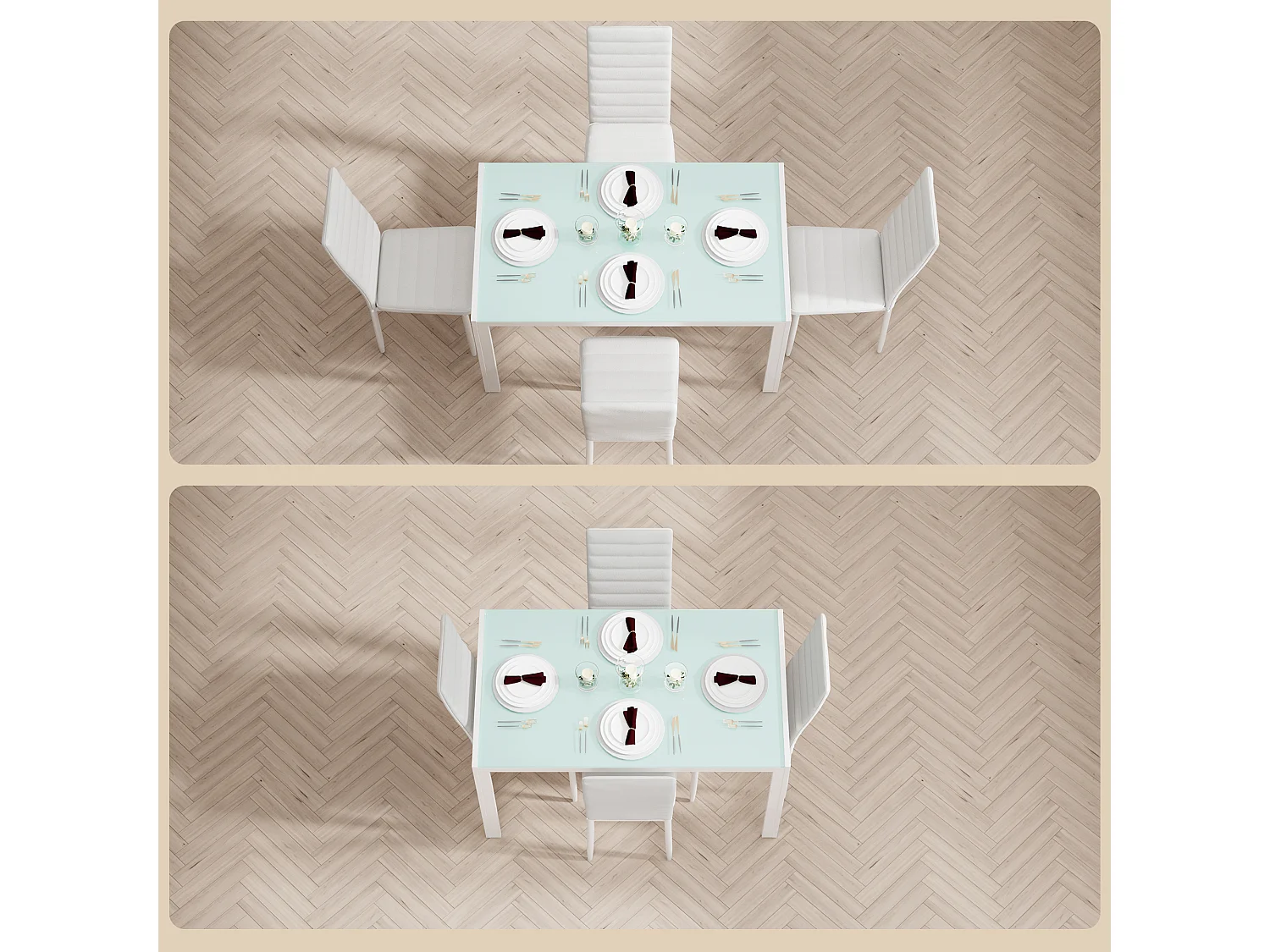 Bealife Table à Manger Verre Trempé Rectangle 4 Personnes Cadre Pied en Metal Blanche 120 x 70 x 75 cm