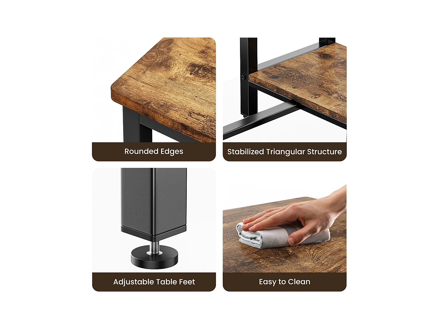 Bealife Table Haute Mange Debout 2 Tabouret Table de Bar Cuisine Ensemble de Meubles de Salle à Manger Cadre en Acier Marron