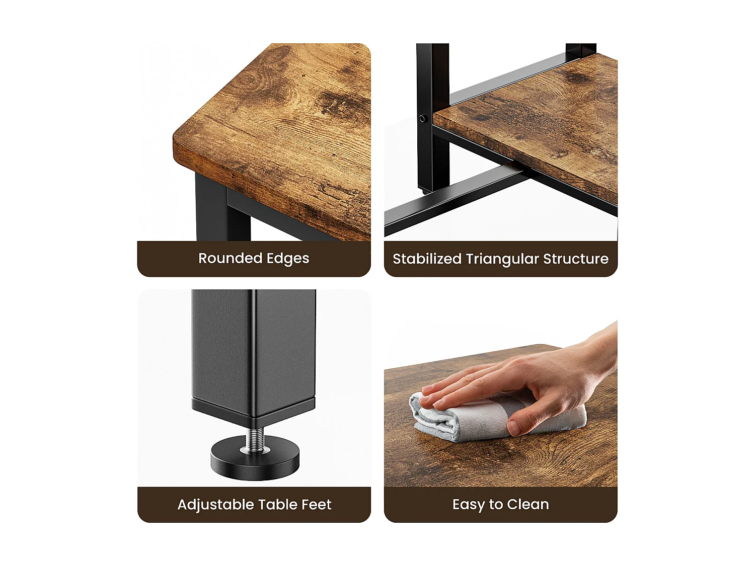 Bealife Table Haute Mange Debout 2 Tabouret Table de Bar Cuisine Ensemble de Meubles de Salle à Manger Cadre en Acier Marron