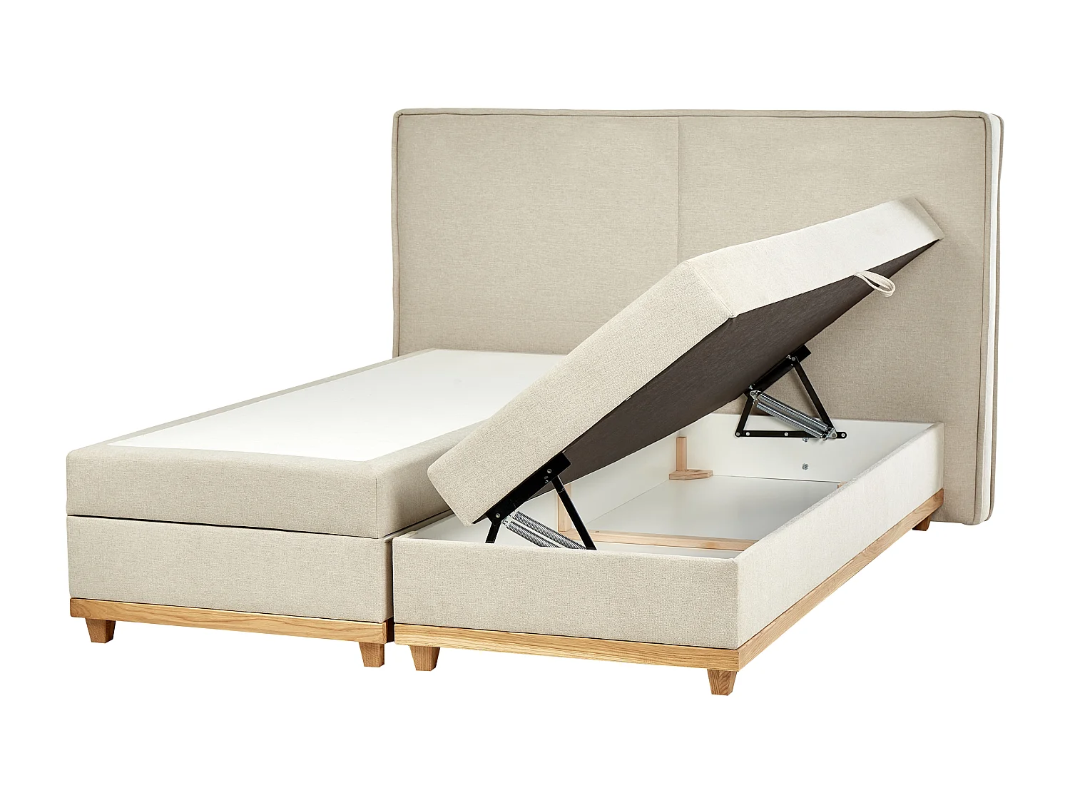 Lit boxspring avec rangement Tissu DYNASTY 180 x 200 cm Beige