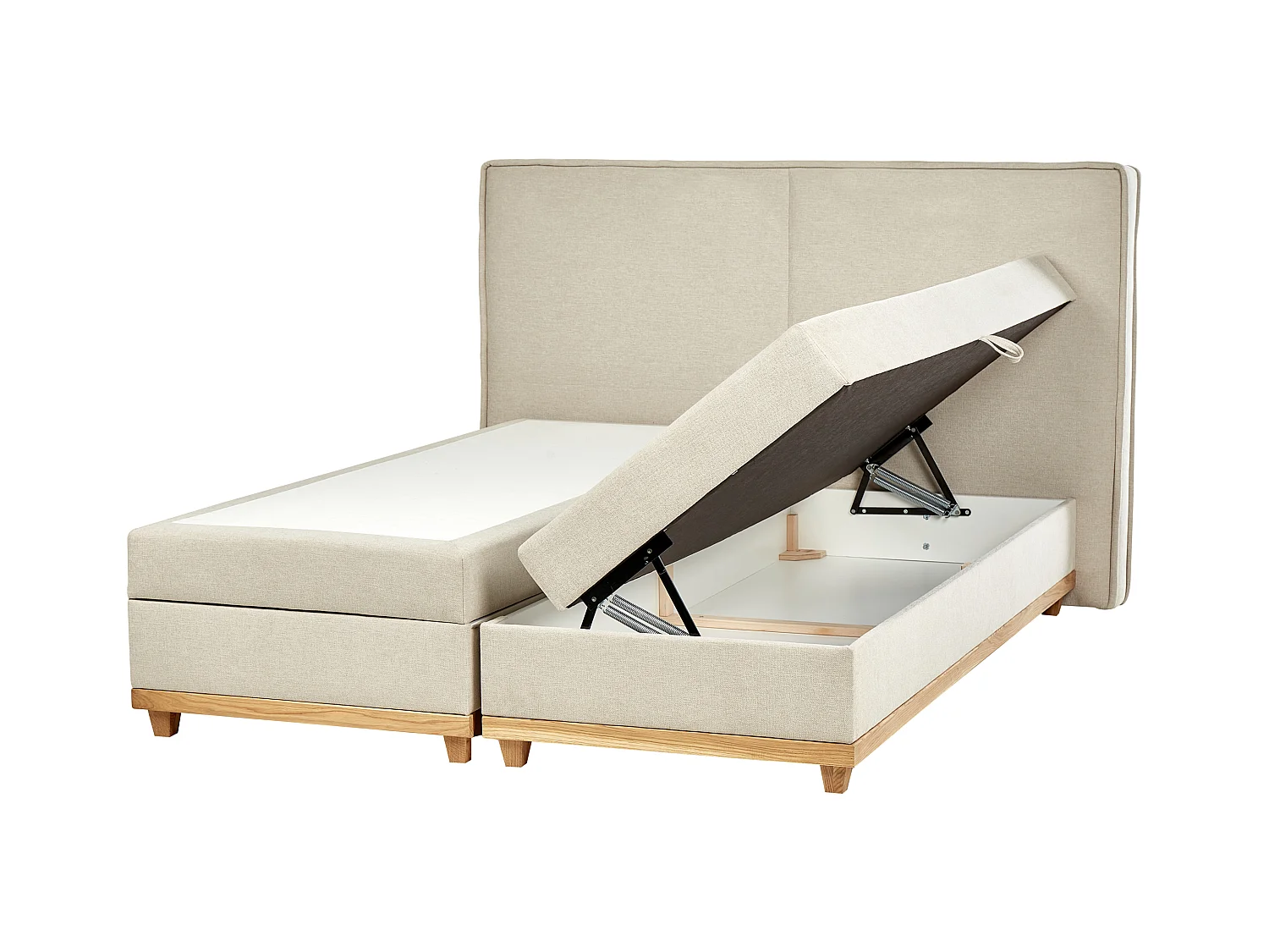 Lit boxspring avec rangement Tissu DYNASTY 180 x 200 cm Beige
