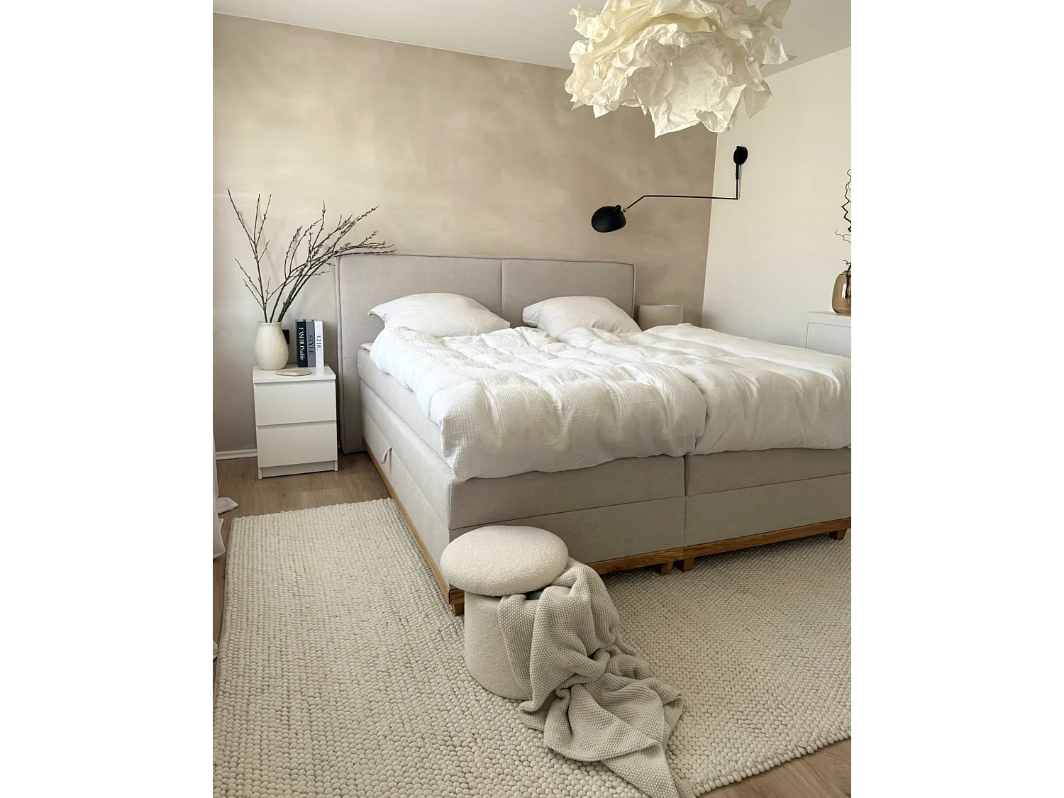 Boxspring met opbergruimte Stof DYNASTY 160 x 200 cm Beige
