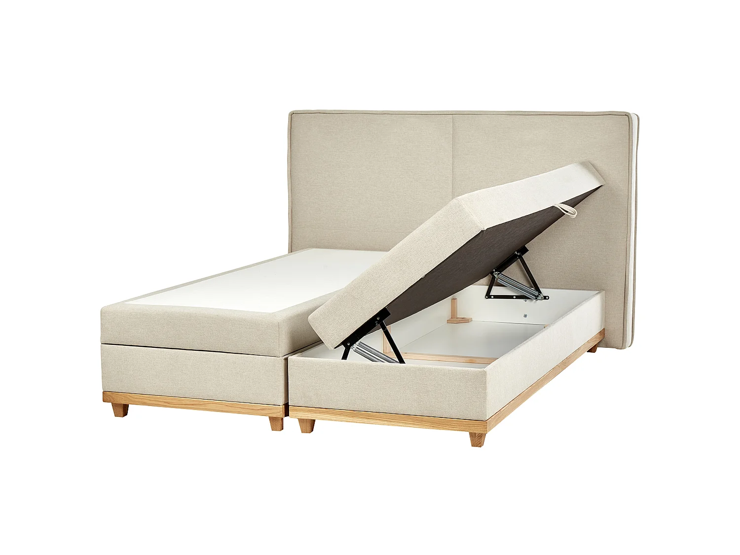 Lit boxspring avec rangement Tissu DYNASTY 160 x 200 cm Beige