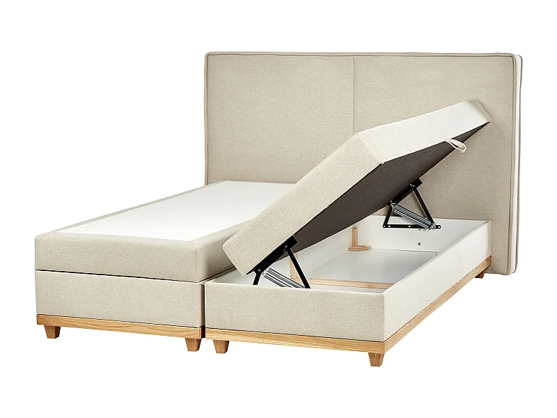Lit boxspring avec rangement Tissu DYNASTY 160 x 200 cm Beige