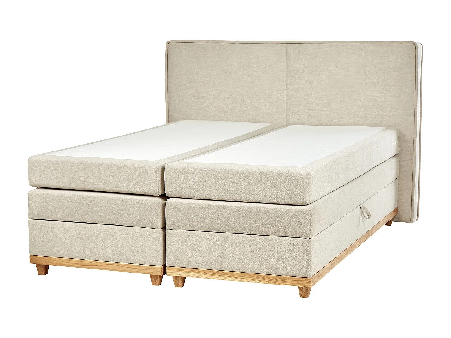 Boxspringbett mit Bettkasten hochklappbar beige 160 x 200 cm modern Dynasty