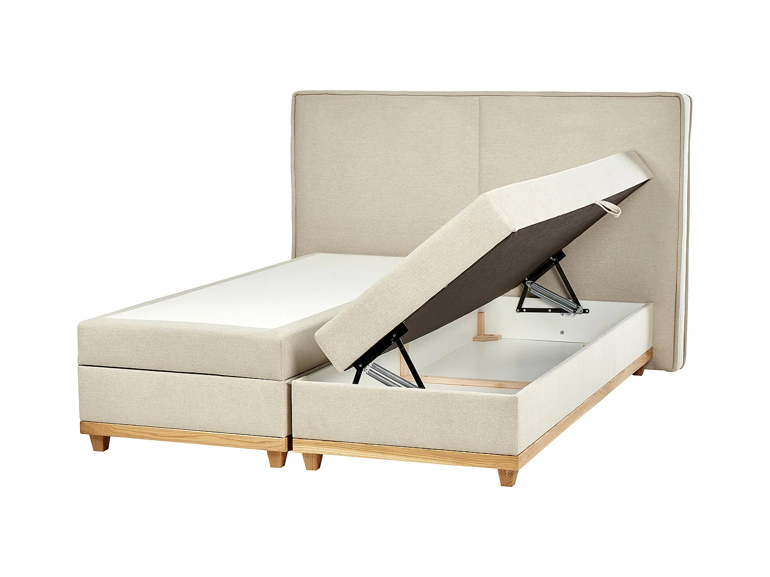 Lit boxspring avec rangement Tissu DYNASTY 160 x 200 cm Beige