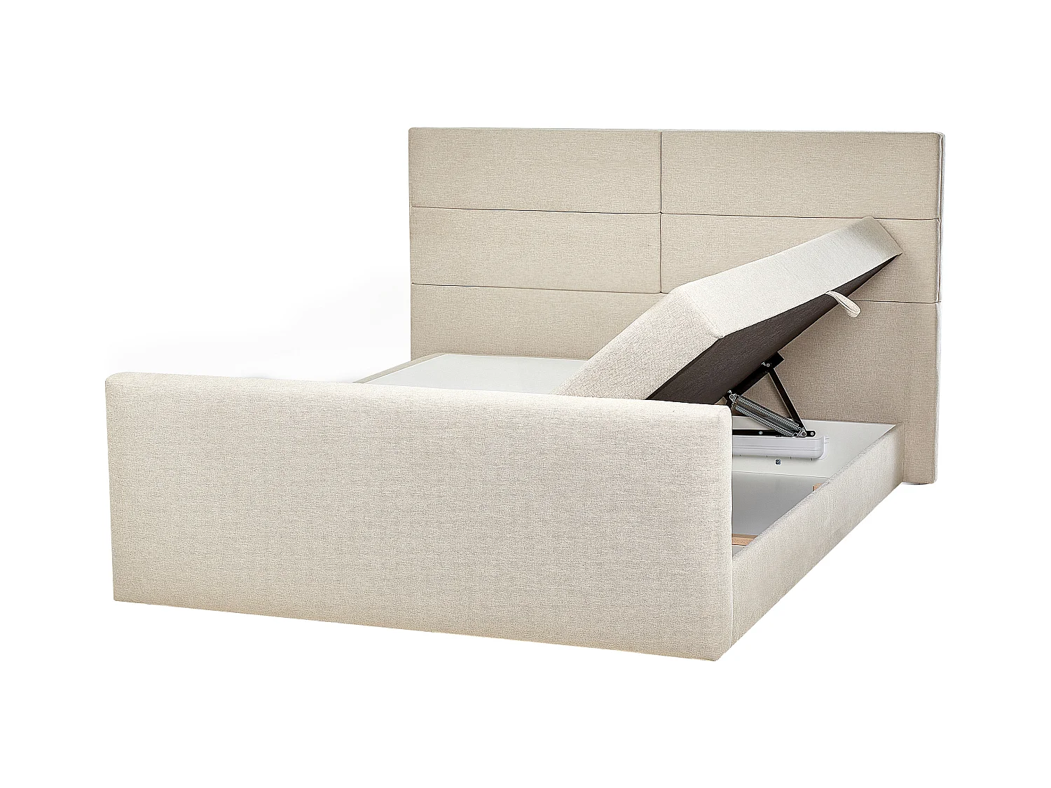 Lit boxspring avec rangement Tissu ARISTOCRAT 180 x 200 cm Beige clair