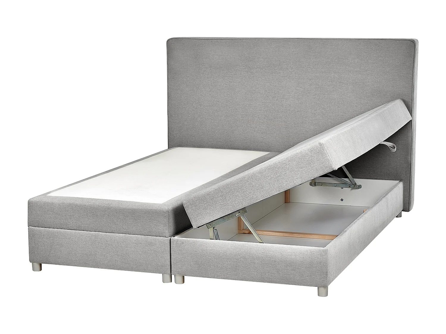 Lit boxspring avec rangement Tissu MINISTER 180 x 200 cm Gris clair