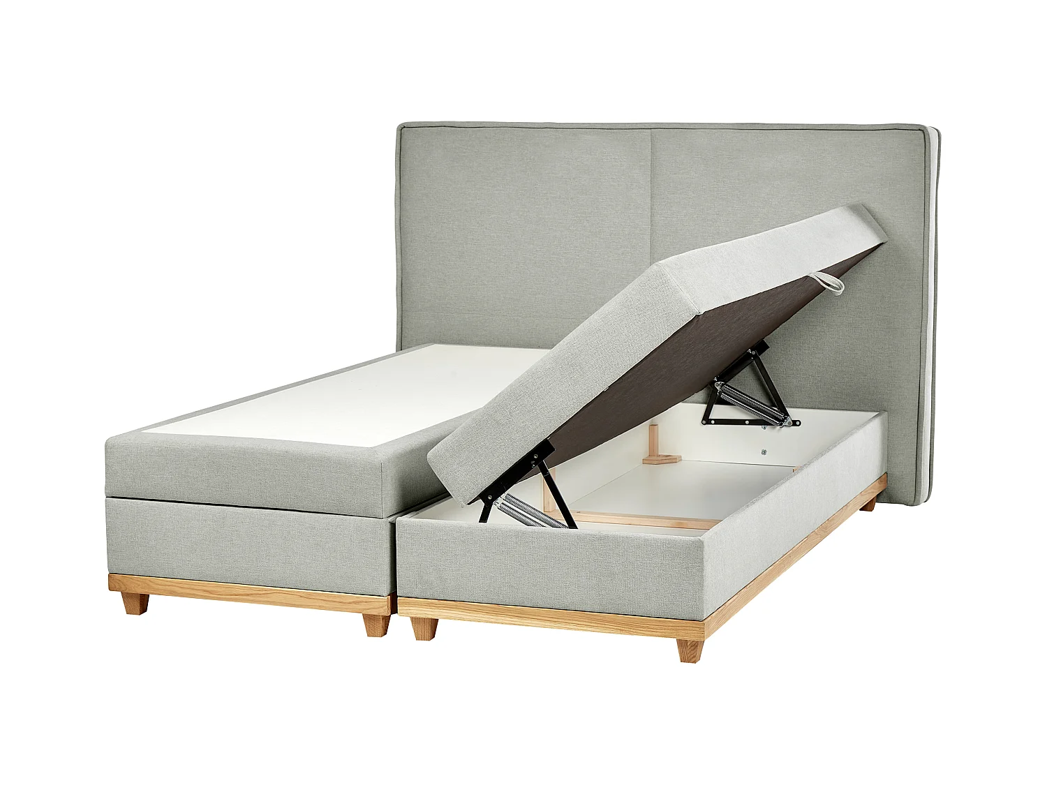 Boxspringbett mit Bettkasten hochklappbar grau 160 x 200 cm modern Dynasty