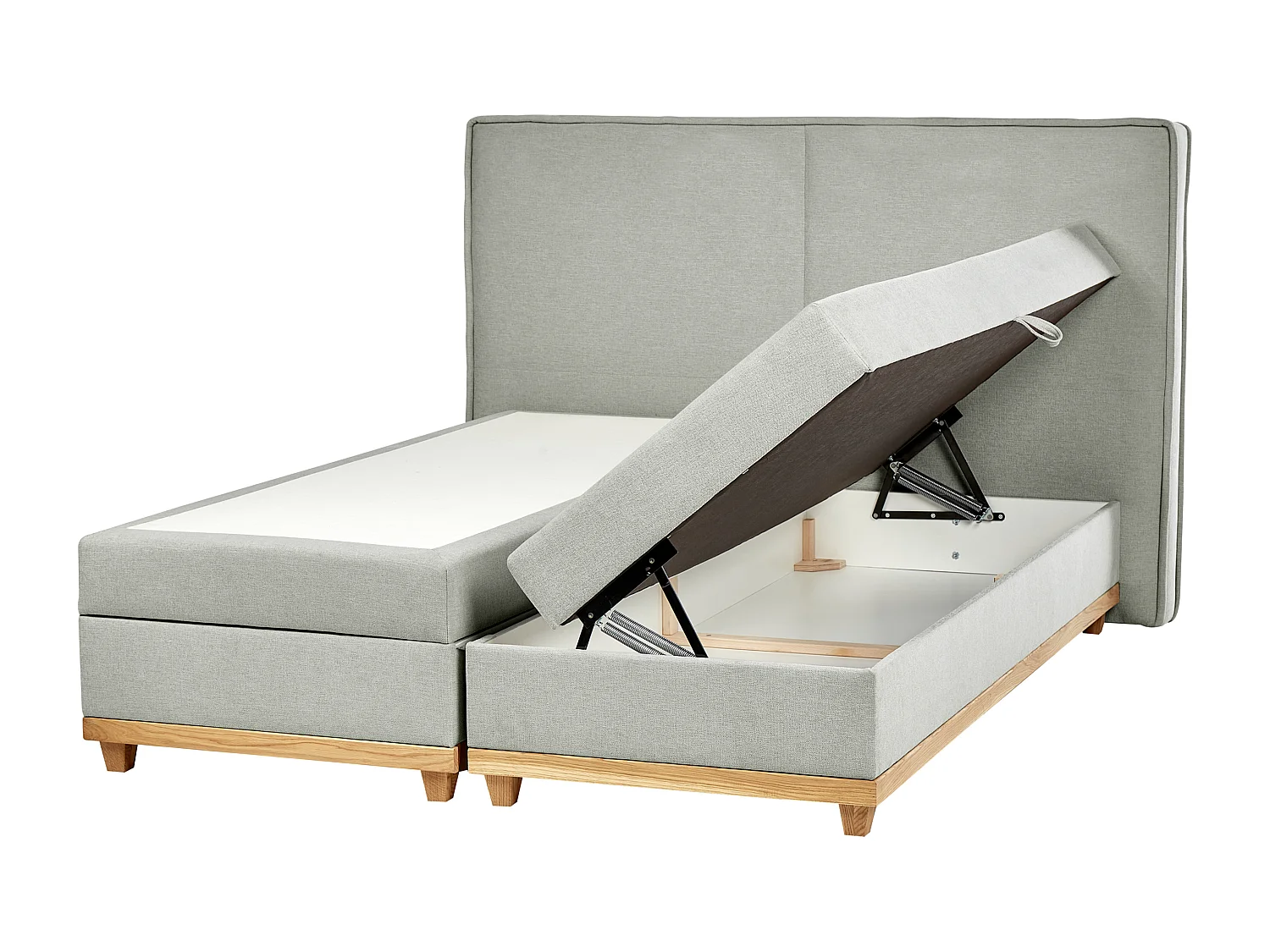 Boxspringbett mit Bettkasten hochklappbar grau 160 x 200 cm modern Dynasty