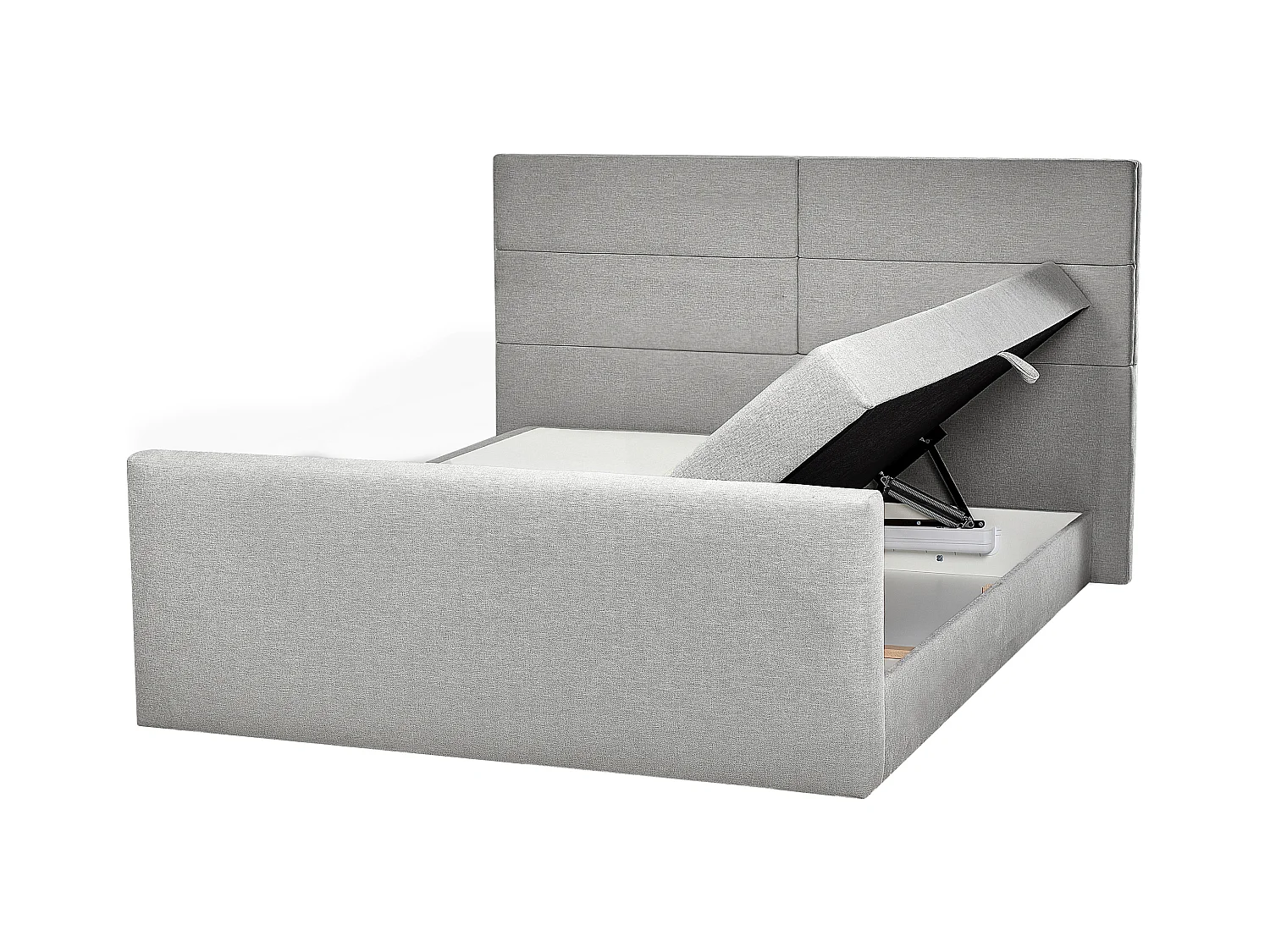 Lit boxspring avec rangement Tissu ARISTOCRAT 180 x 200 cm Gris clair