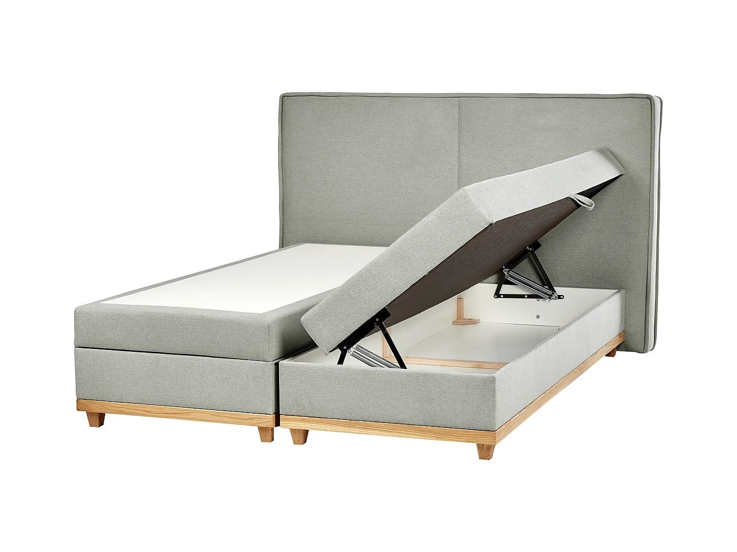 Lit boxspring avec rangement Tissu DYNASTY 180 x 200 cm Gris clair